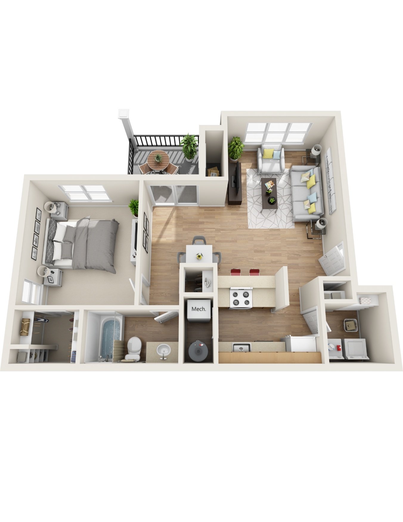 3D floor plan image for apartment 0309 at Randolph Perimeter